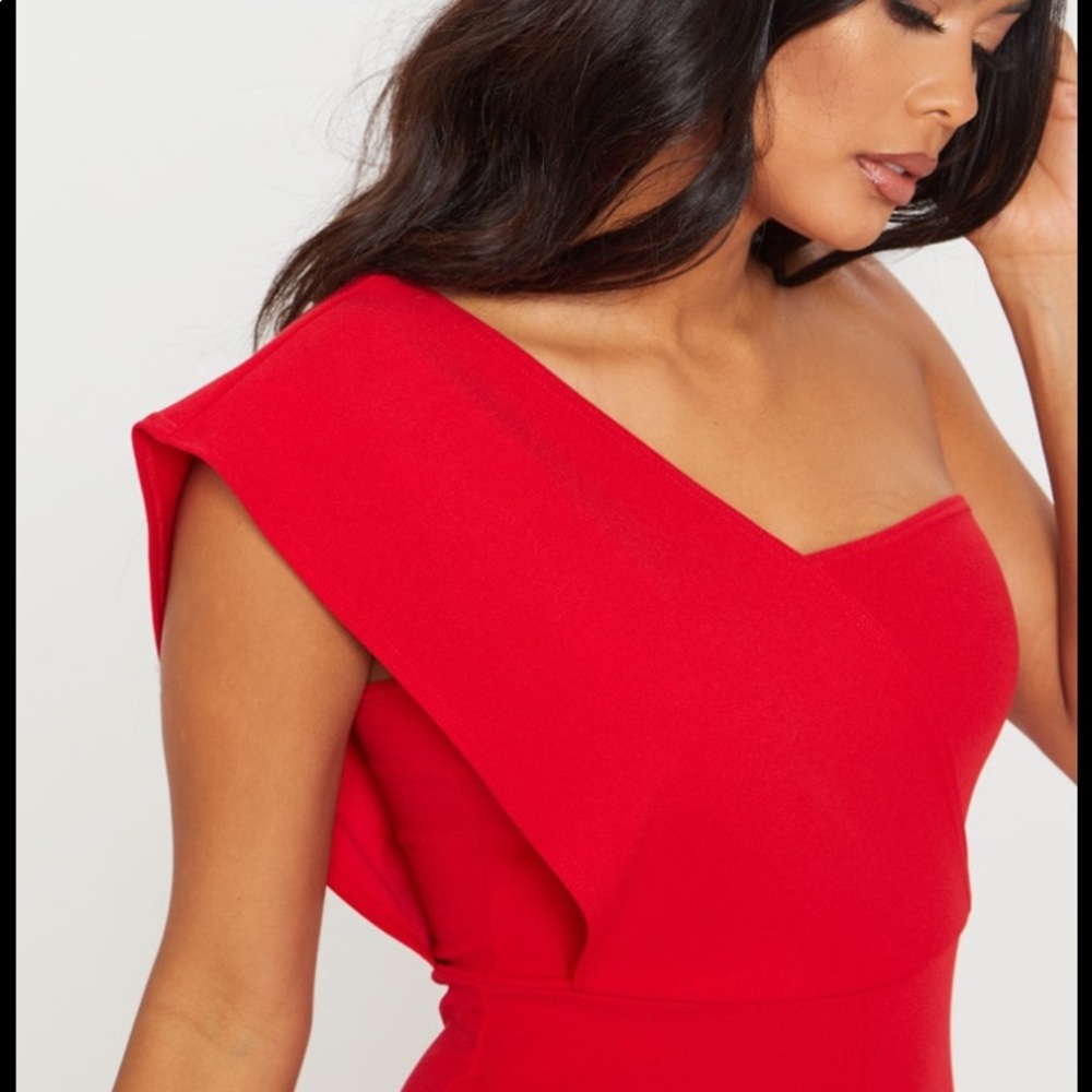 Red Drape One Shoulder Jumpsuit (brand new)
